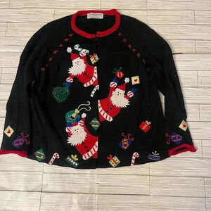 Vintage Tiara International Santa Claus Christmas Sweater